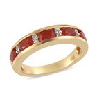 Mexikanischer Kirschfeuer-Opal und Zirkon Ring 925 Silber 585 Vergoldet image number 3