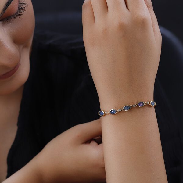 Boulder Opal Triplett und weißes Zirkon-Armband, 19 cm - 4,94 ct. image number 7