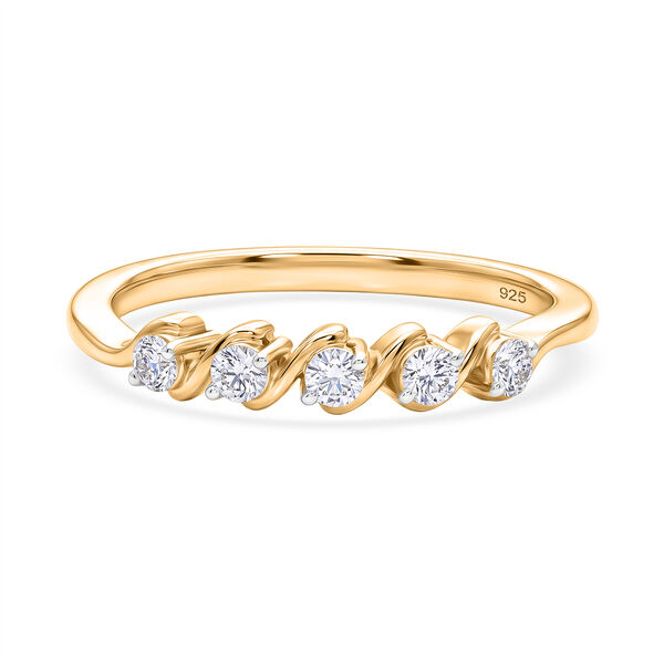 LUXURIANT SI-GH Labor Diamant Half Eternity Ring, 925 Silber 750 Gelbgold Vermeil - 0,25 ct.