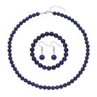 3er Set - Lapislazuli Halskette, Armband und Ohrringe, 316L Edelstahl ca. 323.50 ct