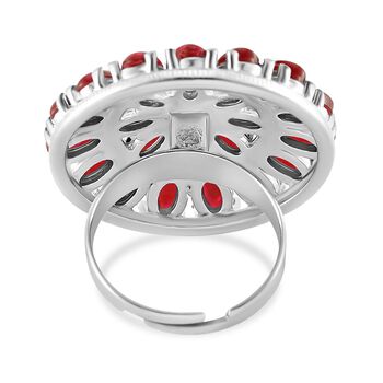 Simulierter Roter Opal Ring, flexibel (Gr&ouml;&szlig;e 17.00-19.00), 316L Edelstahl