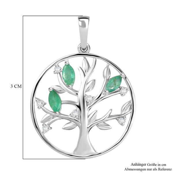 Kagem Sambischer Smaragd, Weißer Zirkon Anhänger 925 Silber platiniert ca. 0.51 ct image number 6