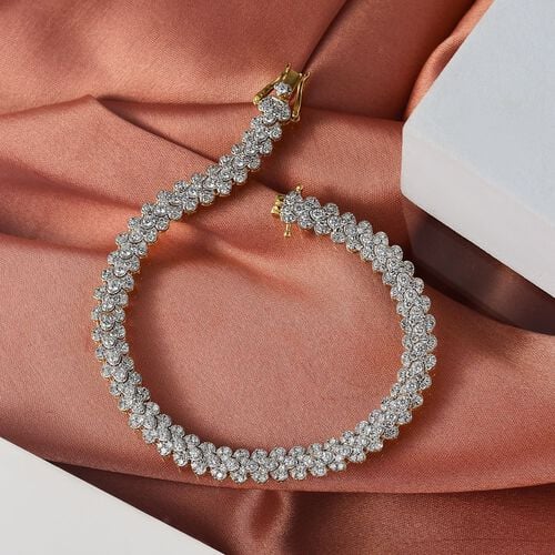 LUXURIANT DIAMOND - Lab Grown Diamant SI-GH SGL zertifiziert Armband ca. 19 cm 925 Silber 750 Gelbgold Vermeil ca. 5.00 ct image number 1