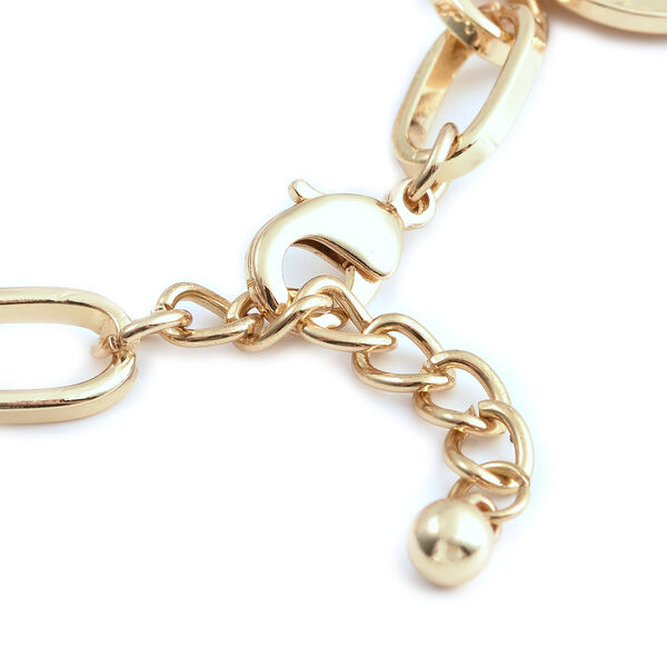 Wei&szlig;es Glasperlen-Armband, 19 cm, goldfarben image number 3