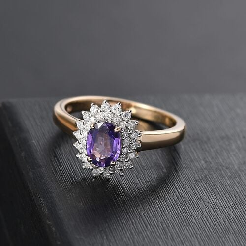 AAA Lila Saphir, Weißer Diamant Ring 585 Gold (Größe 16.50) ca. 1,38 ct image number 1