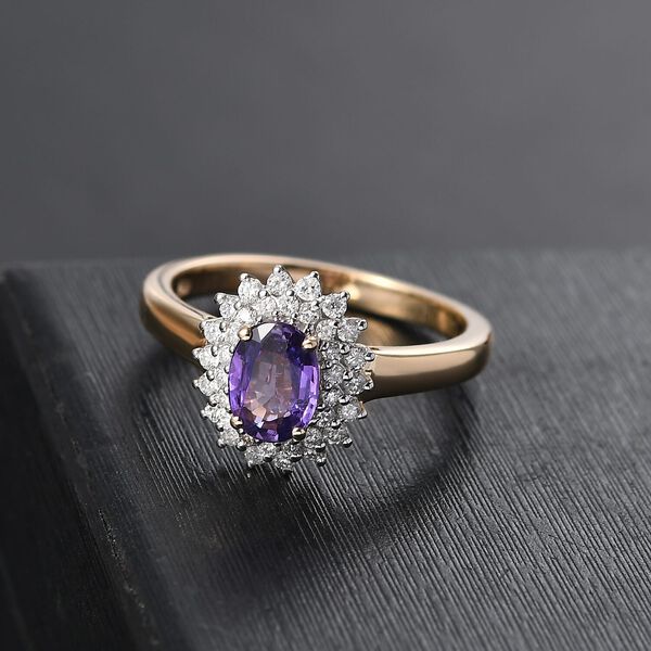 AAA Lila Saphir, Weißer Diamant Ring 585 Gold (Größe 16.50) ca. 1,38 ct image number 1