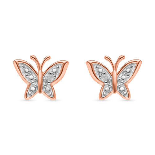 Weiße Diamant Ohrringe, 925 Silber Roségold Vermeil image number 0
