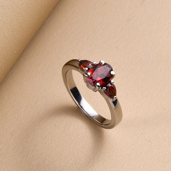 Roter Granat Ring, Edelstahl (Gr&ouml;&szlig;e 16.00) ca. 1,36 ct image number 2