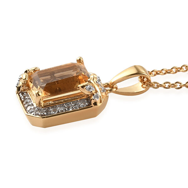 Citrine und Zirkon Anh&auml;nger mit Kette 45 cm. 925 Silber vergoldet ca. 4,72 ct image number 4