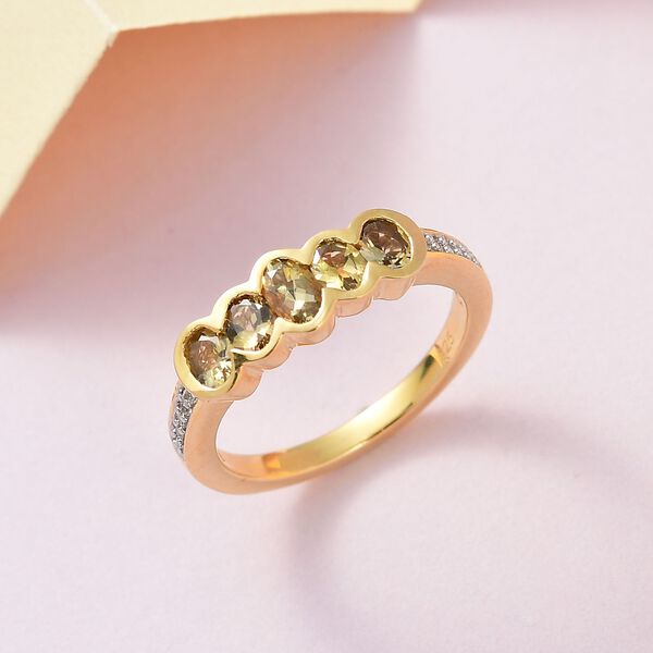 AA nat&uuml;rlicher, goldener Tansanit und Zirkon-Ring - 1,01 ct. image number 2