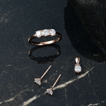 Moissanit Schmuckset, 925 Silber 750 Ros&eacute;gold Vermeil - 1,44 ct.