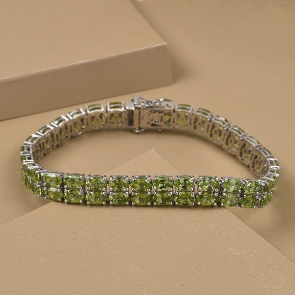 Natürliches Peridot-Armband in Silber image number 2