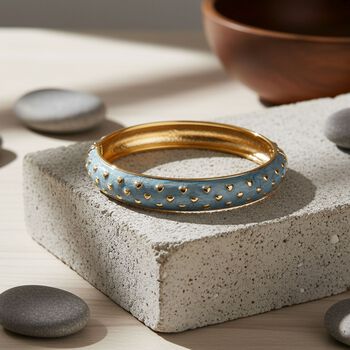 Emaille-Armreif im Punkt-Design, Hellblau, ca. 18,5 cm