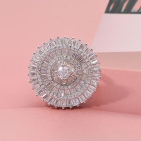 LUSTRO STELLA - Weißer Zirkonia Ring 925 Silber rhodiniert (Größe 20.00) 0.05 ct