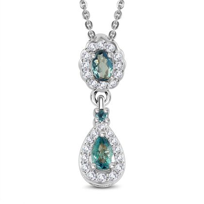 Alexandrit und Zirkon-Anhänger mit Kette - 0,71 ct.