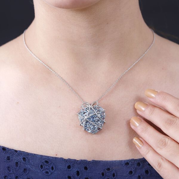 GP Amore Kollektion- Himmelblauer Topas, Zirkon und blauer Saphir-Anhänger mit 45cm Kette- 8,97 ct. image number 3