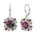 D’joy Wassermelonen Quarz Triplette, Rhodolith Granat Ohrringe 925 Silber rhodiniert ca. 8,22 ct.