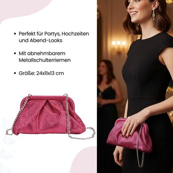 Clutch mit Metallschulterriemen, 24x11x13cm, Rosa
