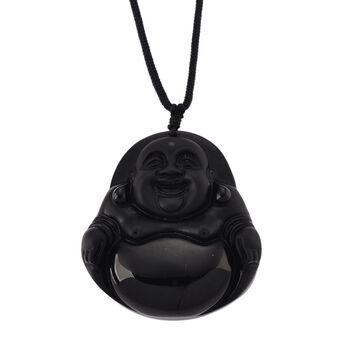 Schwarzer Glasachat Halskette 66 cm ca. 120,00 ct.