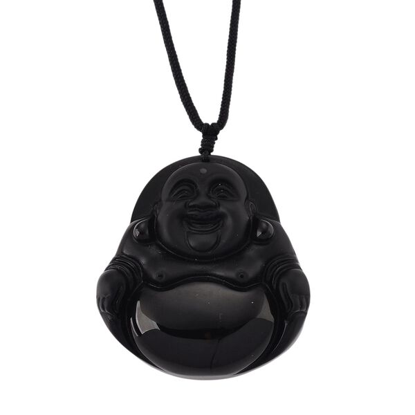 Schwarzer Glasachat Halskette 66 cm ca. 120,00 ct.