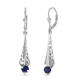 Masoala Saphir (Fissure gefüllt) Ohrringe, 925 Silber platiniert ca. 1.52 ct
