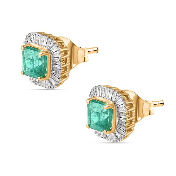 AAA Smaragd und Diamant Ohrringe in 375 Gold - 1,67 ct. image number 4