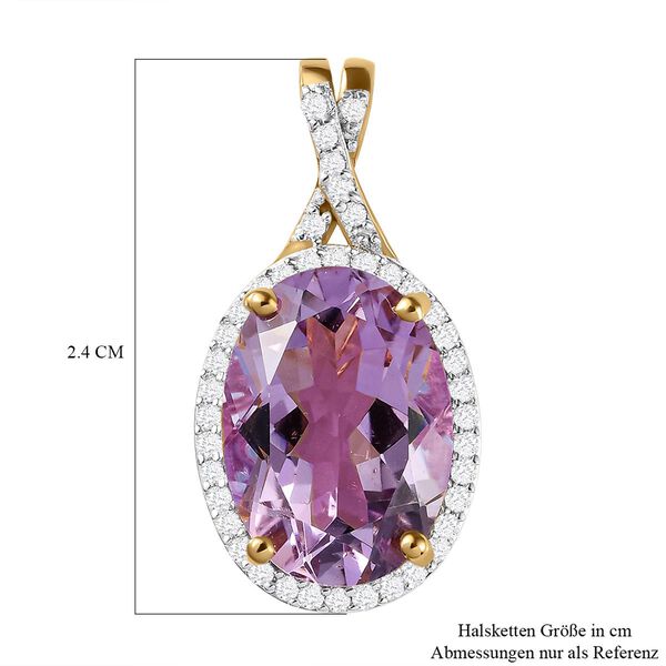 Rose de France Amethyst und wei&szlig;er Zirkon Anh&auml;nger mit Kette, 925 Silber vergoldet ca. 5.86 ct image number 6