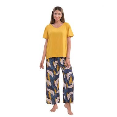LA MAREY - Loungewear Oberteil und Hose, L/XL, gelb