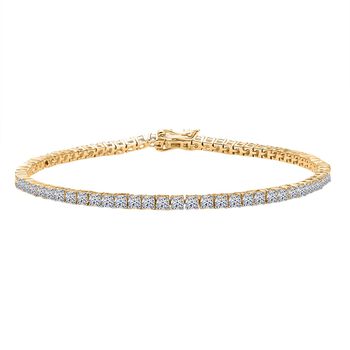 LUXURIANT SGL zertifiziertes SI-GH Labor Diamant 19cm Armband, 925 Silber 750 Gelbgold Vermeil - 4 ct.