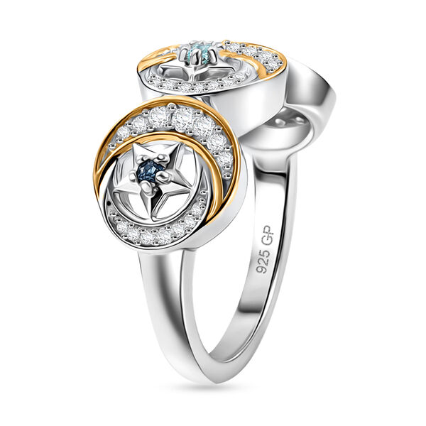 GP Celestial Kollektion - AA Blauer Apatit, Blauer Saphir Ring 925 Silber Rhodiniert und 750 Gelbgold Vermeil (Gr&ouml;&szlig;e 19.00) ca. 0.55 ct image number 5