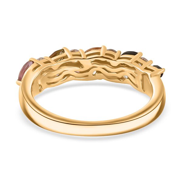 AA Mehrfarbiger-Turmalin, Wei&szlig;er Zirkon Ring, 925 Silber, 750 Gelbgold Vermeil (Gr&ouml;&szlig;e 21.00) ca. 1.38 ct image number 6