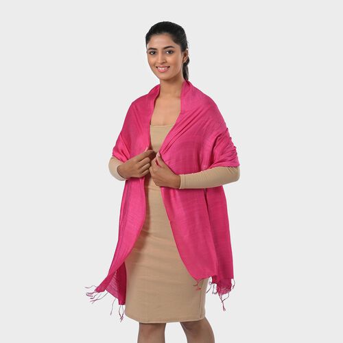 Modische Schal aus 40% Seide und 60% Leinen, 70 x 200 cm, Pink image number 1