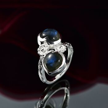 D'Joy AA Labradorit Ring 925 Silber (Gr&ouml;&szlig;e 18.00) ca. 5,66 ct