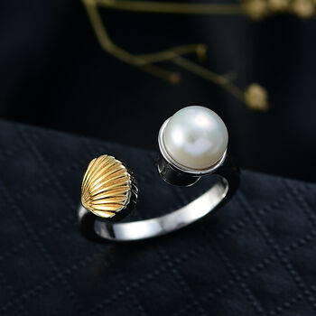 EVER TRUE S&uuml;&szlig;wasser Perle (7.5-8 mm) Ring Nickelfreies Messing Zweifarbige Beschichtung (Gr&ouml;&szlig;e 20.00)