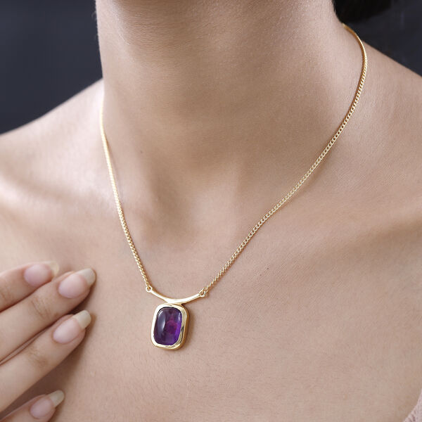 Afrikanischer Amethyst Halskette, ca. 45 cm, 925 Silber vergoldet ca. 11.72 ct image number 2