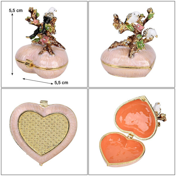 Emaillierte Schmuckbox in Herzform, 5,5x5,5cm, Braun image number 5