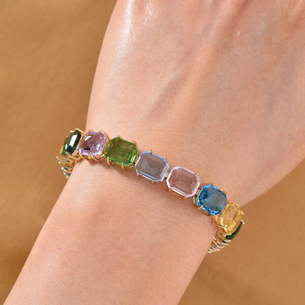 Mehrfarbiger Kristall Armband ca. 19 cm Nickelfreies Messing image number 2