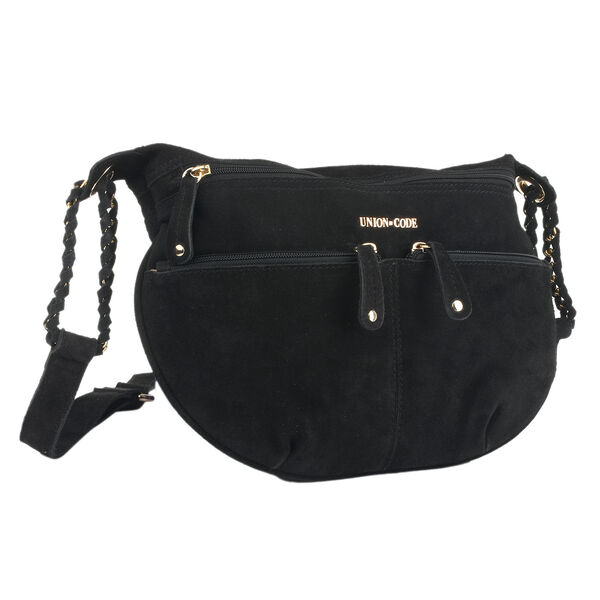 Crossbody Tasche aus 100% echtem Leder, Größe 33x3,8x25,4 cm, Schwarz image number 3