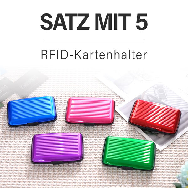 5er Set - RFID gesch&uuml;tzte Aluminium-Kartenh&uuml;llen, einfarbig image number 2