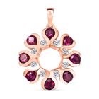 D'Joy Aura der Kaiserin Nat&uuml;rlicher Rhodolith Granat, Wei&szlig;er Zirkon Anh&auml;nger 925 Silber 750 ros&eacute;vergoldet ca. 2.56 ct