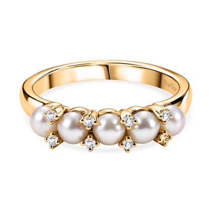 EVER TRUE S&uuml;&szlig;wasser Perle (4 mm), Wei&szlig;er Zirkon Ring Nickelfreies Messing (Gr&ouml;&szlig;e 18.00)