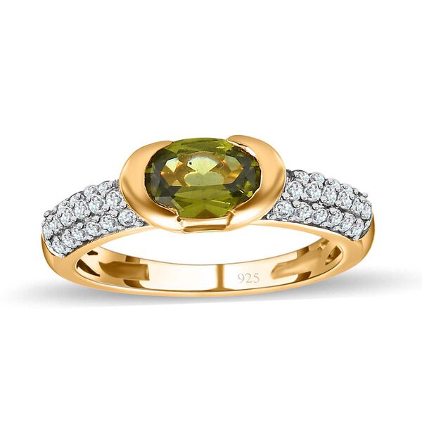 AA Vesuvianit, Wei&szlig;er Zirkon Ringe, 925 Silber Gelbgold Vermeil, (Gr&ouml;&szlig;e 18.00), ca. 1.04 ct image number 4