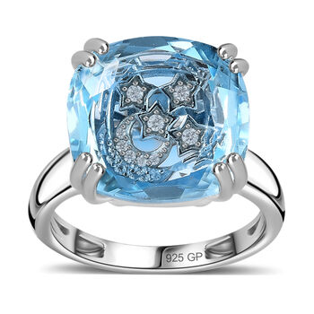 GP Celestial Dream Kollektion - Himmelblauer Topas, Zirkon und Kanchanaburi blauer Saphir-Ring - 12,86 ct.