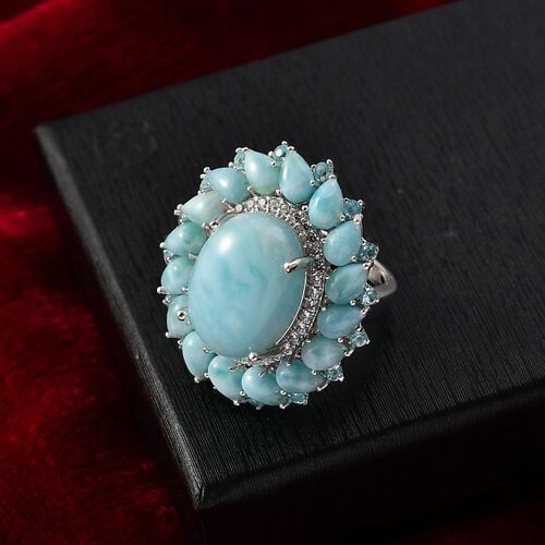 D'Joy Larimar Ring 925 Silber rhodiniert (Größe 19.00) ca. 22,74 ct image number 1