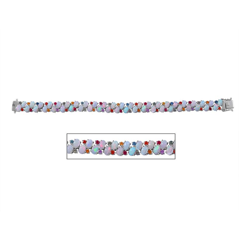 Natürliches, äthiopisches Welo Opal und mehrfarbiges Saphir-Armband image number 0