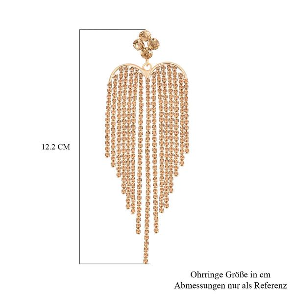 Champagner Kristall Kronleuchter Ohrringe, Goldton image number 3