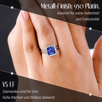 RHAPSODY AAAA Tansanit und VS EF Diamant Ring in 950 Platin - 3,41 ct.