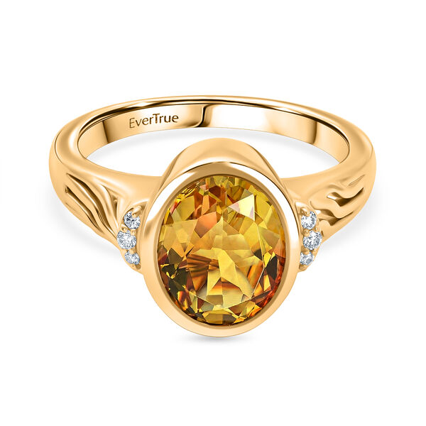 EVER TRUE Sphaleros Quarz, Wei&szlig;er Zirkon Ring Nickelfreies Messing, goldfarben, (Gr&ouml;&szlig;e 17.00) ca. 3,18 ct image number 0