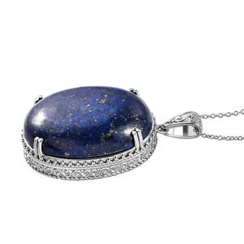 Lapislazuli Anh&auml;nger mit Kette, Edelstahl ca. 98.95 ct