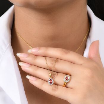 D'Joy Labor Padparadscha Saphir und Zirkon Schmuckset - 2,46 ct.